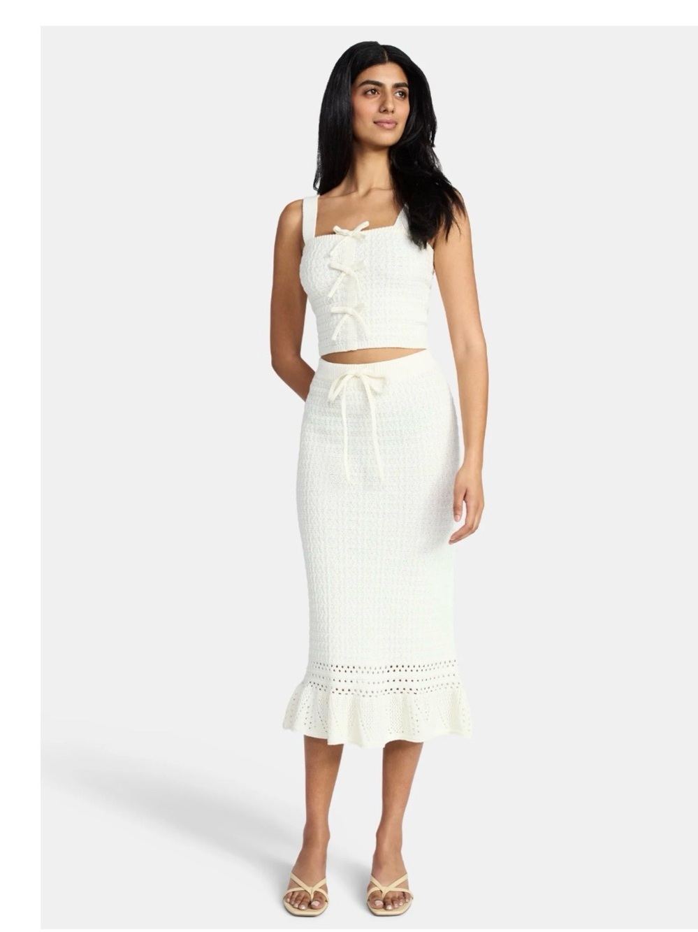 Madden NYC Crochet Tank Top and Skirt Set, 2-Piece